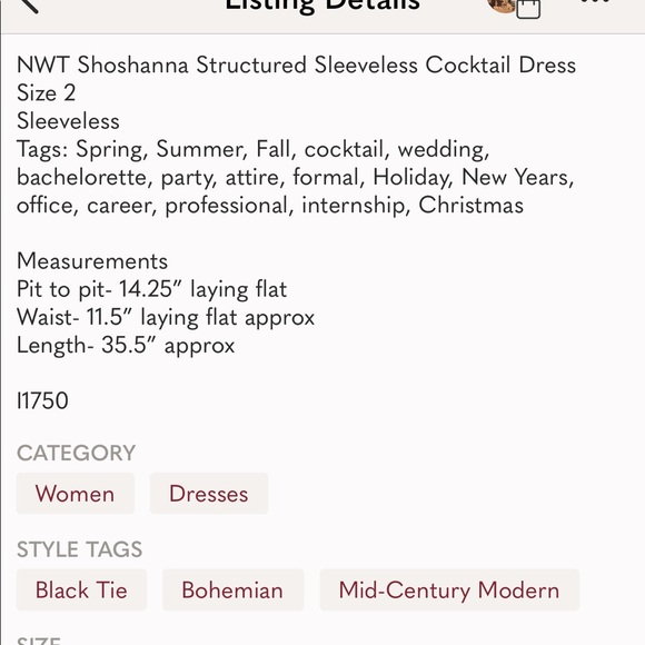 NWT Shoshanna Structured Sleeveless Cocktail Dress Size 2 - Picture 4 of 9